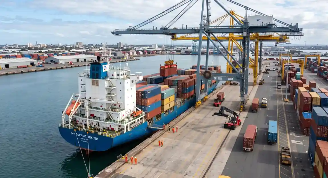 Cargo vessel at port