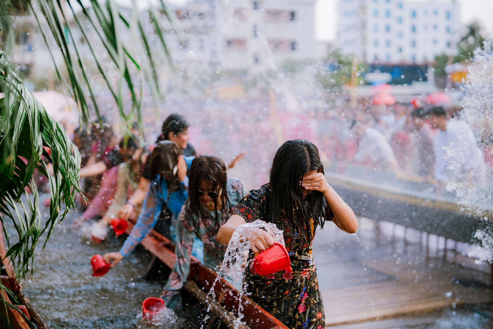 Asian Woman Holding A Water Gun Play Songkran Festival