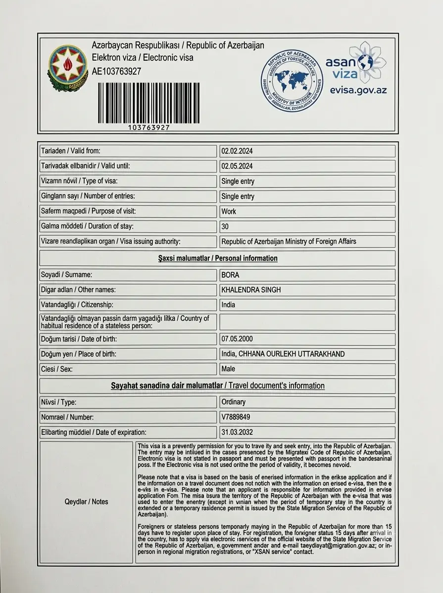 Always double-check that every letter on your printed eVisa matches your passport exactly