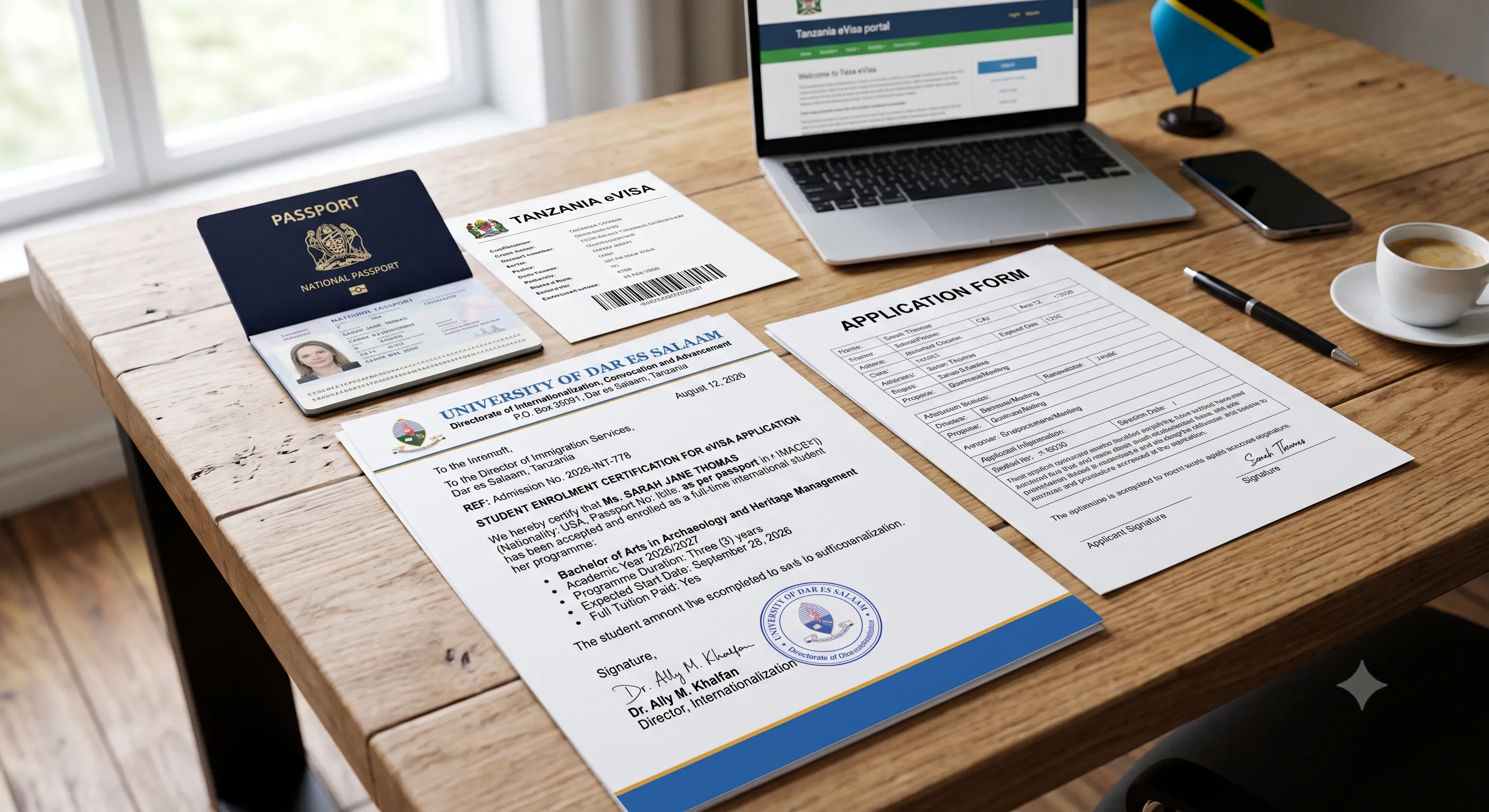 Student enrolment letter for Tanzania eVisa application